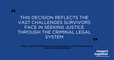 Respect Together Statement on New York Appeals Court Over-turning Harvey Weinstein’s Rape Conviction 