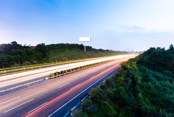 Long exposure image of cars on a highway