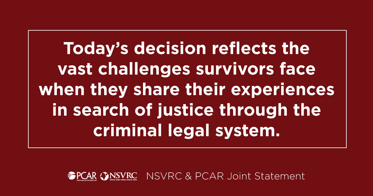 Nsvrc And Pcar Joint Statement On Cosbys Release National Sexual 6187
