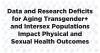 "Data and Research Deficits for Aging Transgender+ and Intersex Populations Impact Physical and Sexual Health Outcomes" White background with blue circular sex symbols