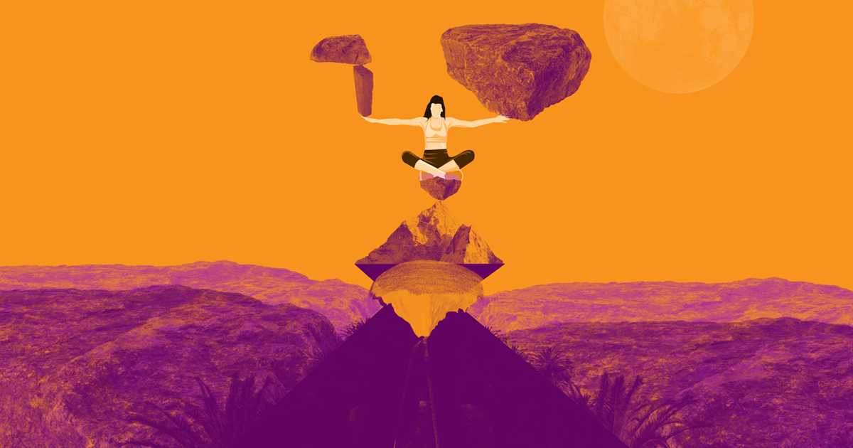 Women finding balance through meditation