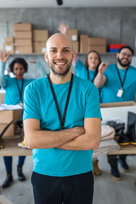 a person with the arms raised