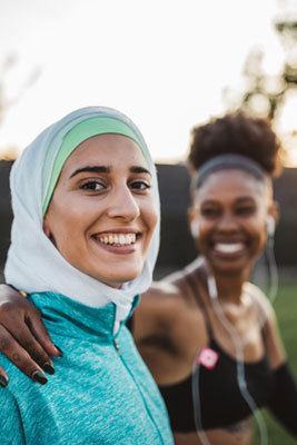 a couple of women smiling