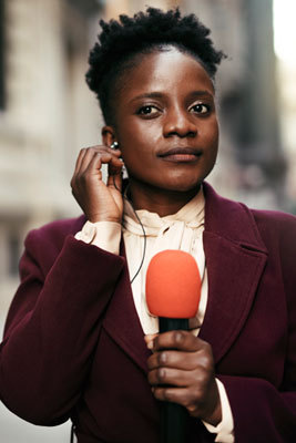 a person holding a microphone