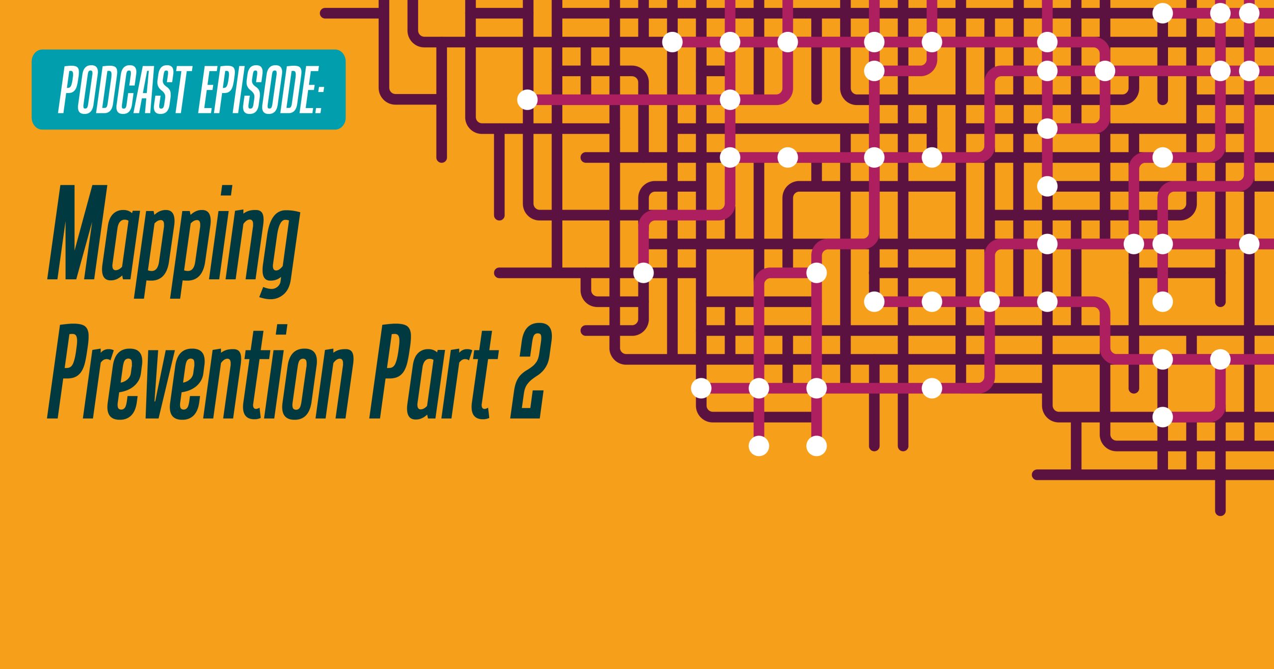 an orange background with crossed lines and wires and the words "Podcast Episode" Mapping prevention Part 2