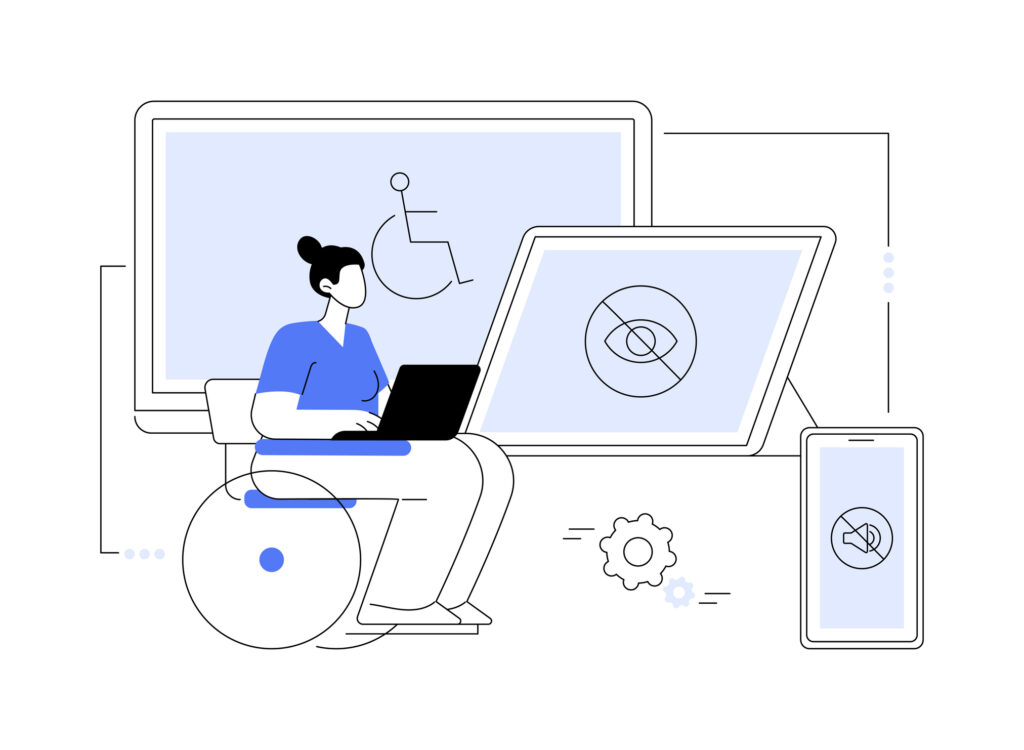 Person in wheelchair working on laptop